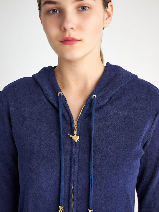Women's Sweatshirt Jacket Hooded Navy Blue
