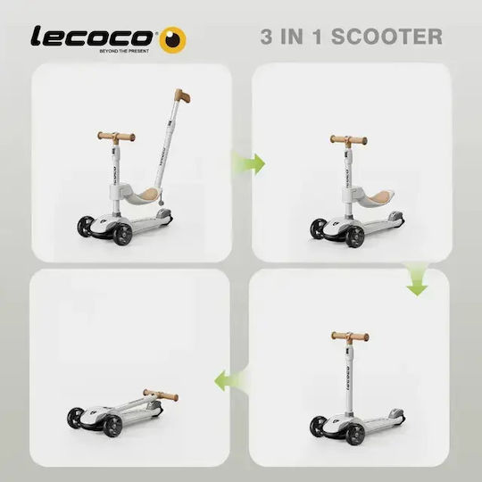 Scooter Kids Scooter Foldable Lecoco 3-Wheel with Seat White