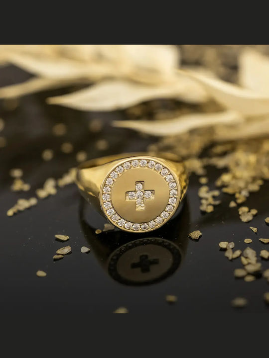 Femeie Chevalier Inel cu Zirconiu din Aur 14K