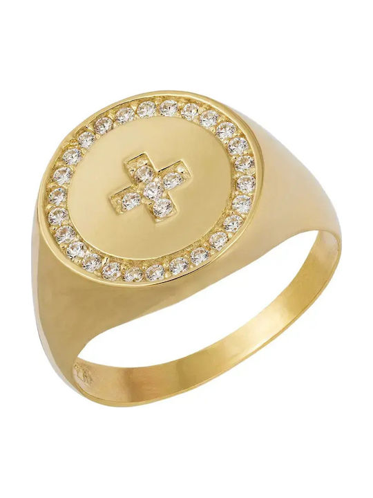 Femeie Chevalier Inel cu Zirconiu din Aur 14K