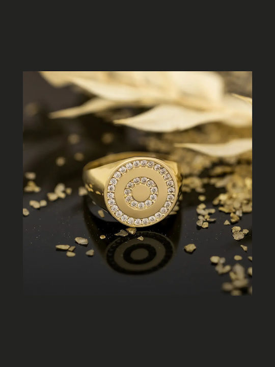 Chevalier Ring with Zircon made of Gold 14K