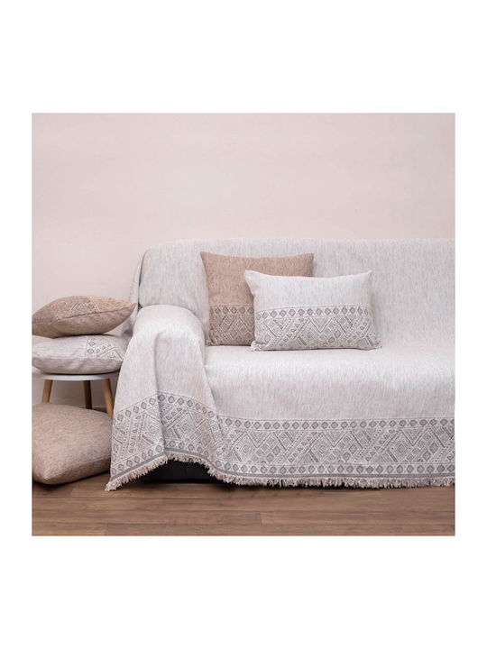 Viopros Armchair Throw Chenille 180x150cm Ecru