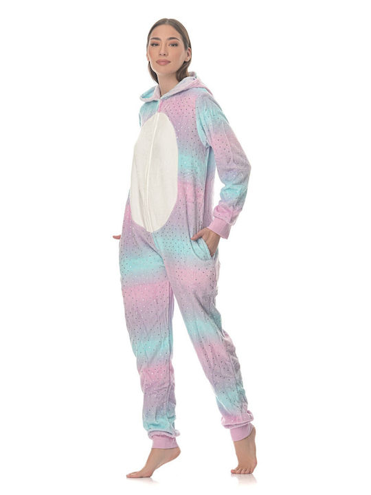 Love Winter Damen Einteiliger Pyjama Purple