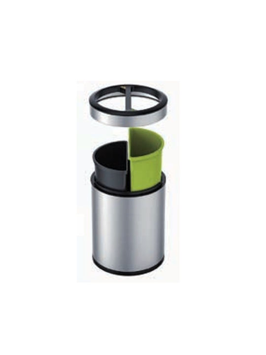 Delta Cleaning Waste Bin Recycling Metallic Silver 10lt 1pcs