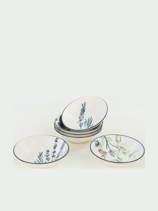 Hermia Plate Soup Ceramic Multicolour with Diameter 18cm 6pcs
