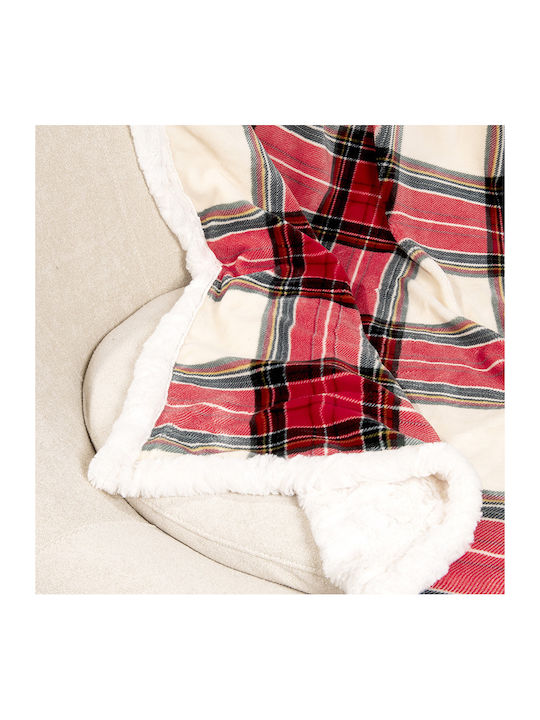 Nima Noelle Velvet Sofa Blanket 130x170cm Red White