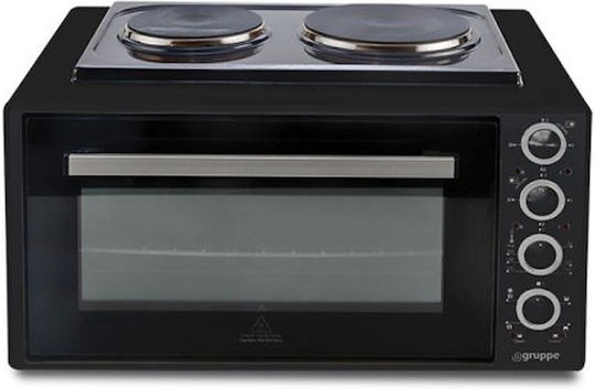Gruppe Electric Countertop Oven 50lt with 2 Burners and Air Black