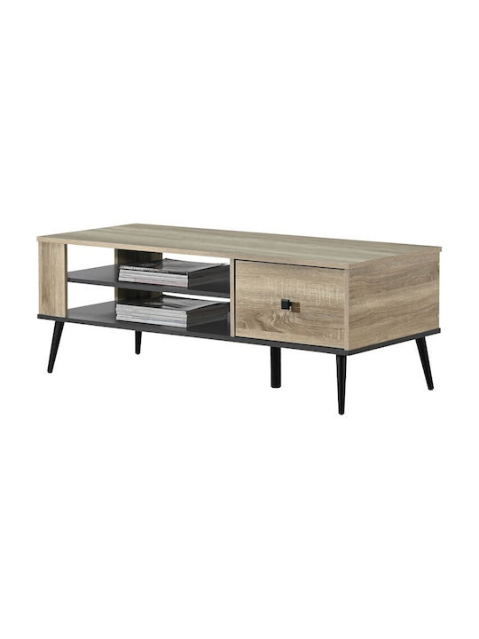 Rectangular Central Coffee Table Zezan Wooden with Drawers Sonoma-Anthracite W120xL51xH44.5cm