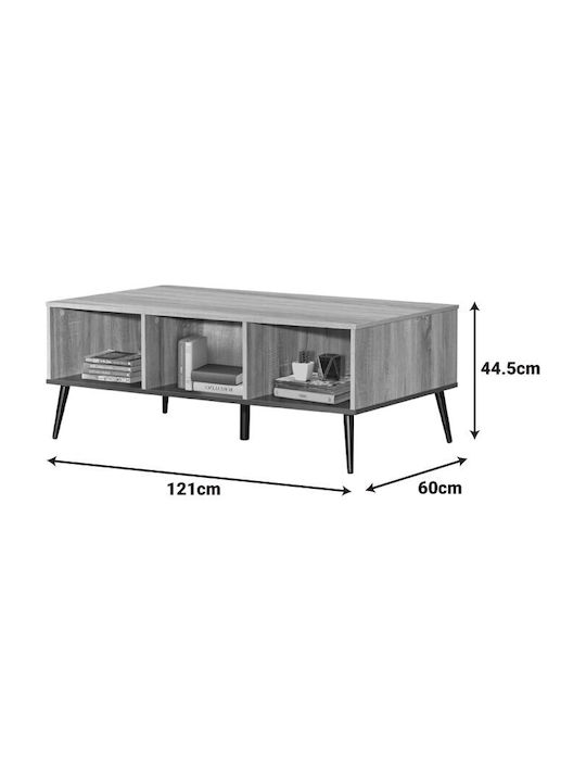 Masa De Cafea Centrală Rectangulară Din Lemn Masiv Sonoma Culoare Antracit M121xL60xÎ44,5cm
