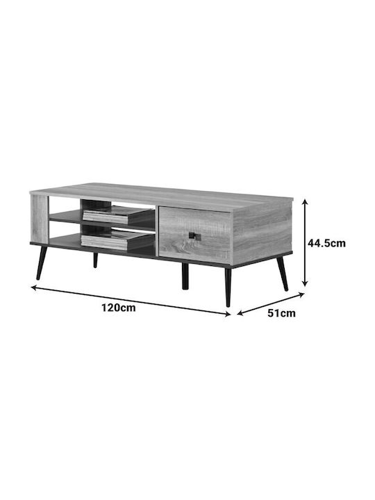 Rectangular Central Coffee Table Zezan Wooden with Drawers Sonoma-Anthracite W120xL51xH44.5cm