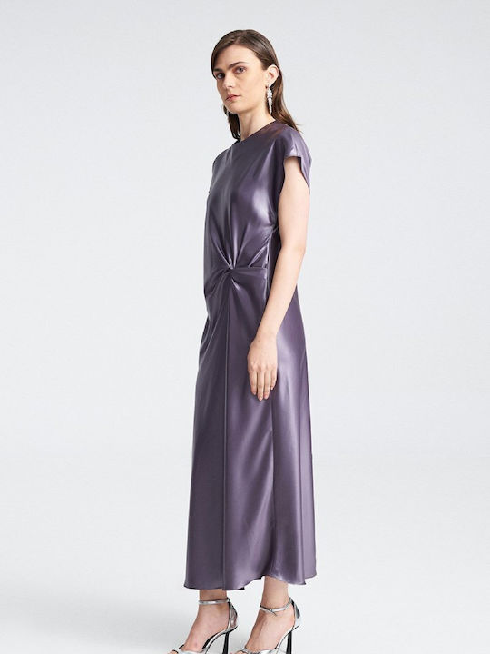 Dress Midi Evening Dress Satin Silver