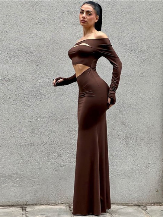 Maxi Evening Dress Brown