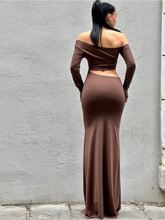 Maxi Evening Dress Brown