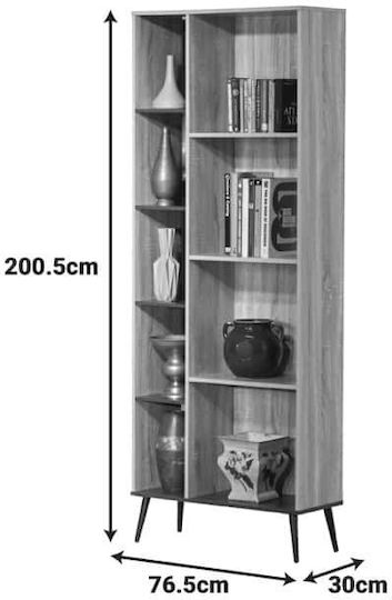 Zezan Sonoma Bookcase Anthracite 76.5x30x200.5 cm