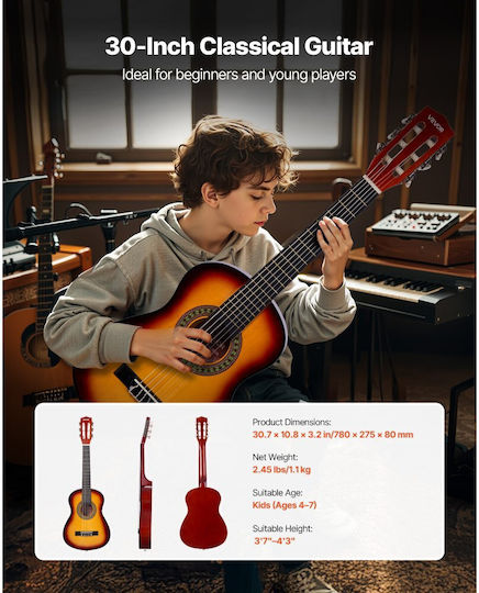 Vevor Κλασική Κιθάρα 4/4 Παιδική Sunburst