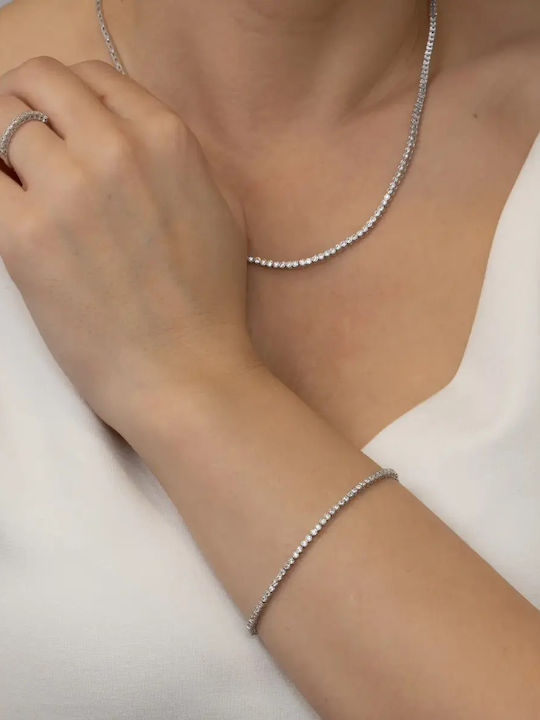 Set with Necklace , Earrings & Ring from Silver with Stones