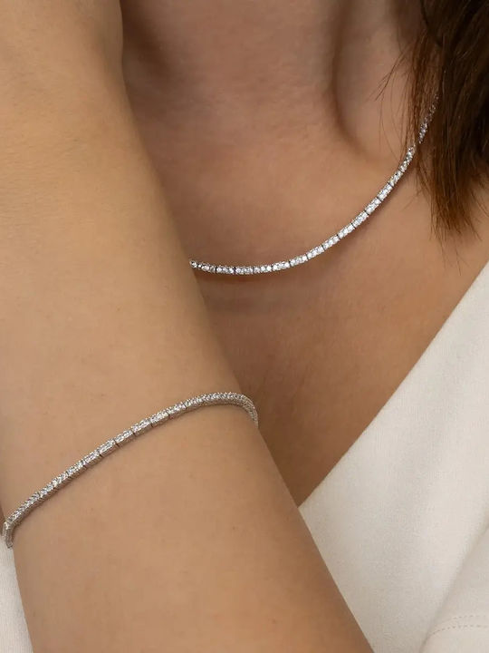 Set with Necklace , Earrings & Ring from Silver with Stones