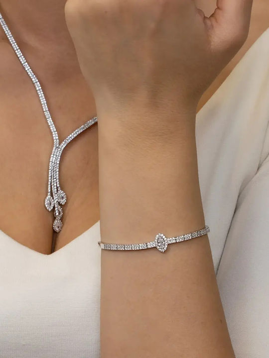 Set mit Halskette , Ohrringe & Ring aus Silber mit Steinen