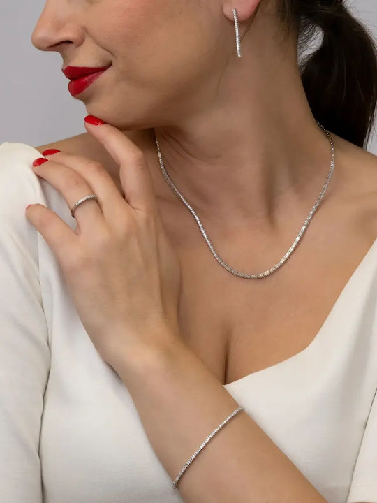 Set with Necklace , Earrings & Ring from Silver with Stones
