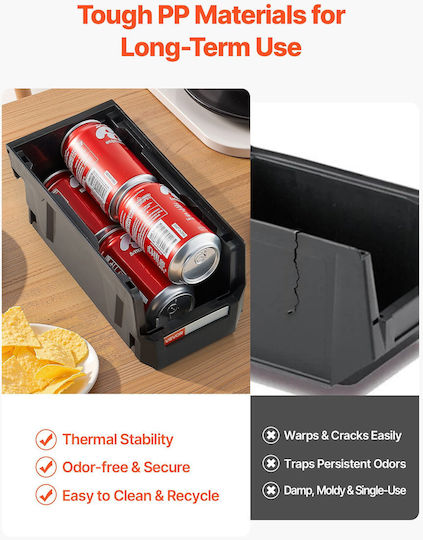 Vevor Set 8 Bucăți Casete Utilizare Generală Cu Capac Și Suport Plastic Negru 3200ml 8 Bucăți