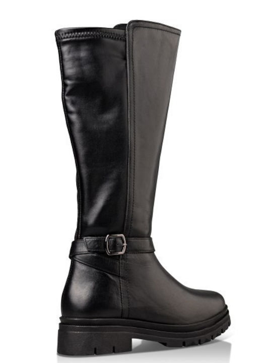 Knee-high Δερμάτινες Γυναικείες Μπότες Ιππασίας Μαύρες