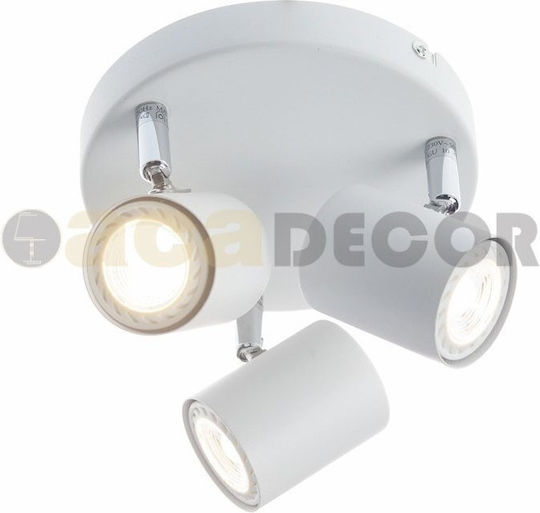 Aca Orfeas Triple Spot with Socket GU10 in White Color