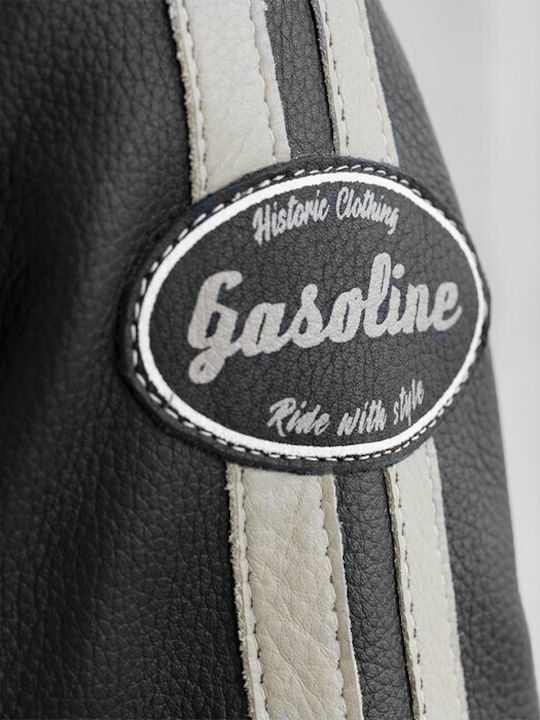 Gasoline Enfield Γυναικείο Μπουφάν Μηχανής Δερμάτινο 4 Εποχών Αδιάβροχο Μαύρο / Μπεζ