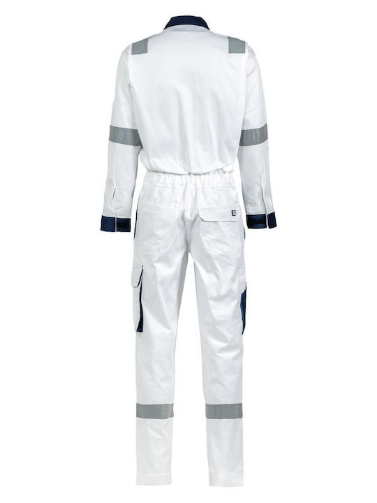 STOP Naomi Work Coveralls Full Body with Reflective Tapes White