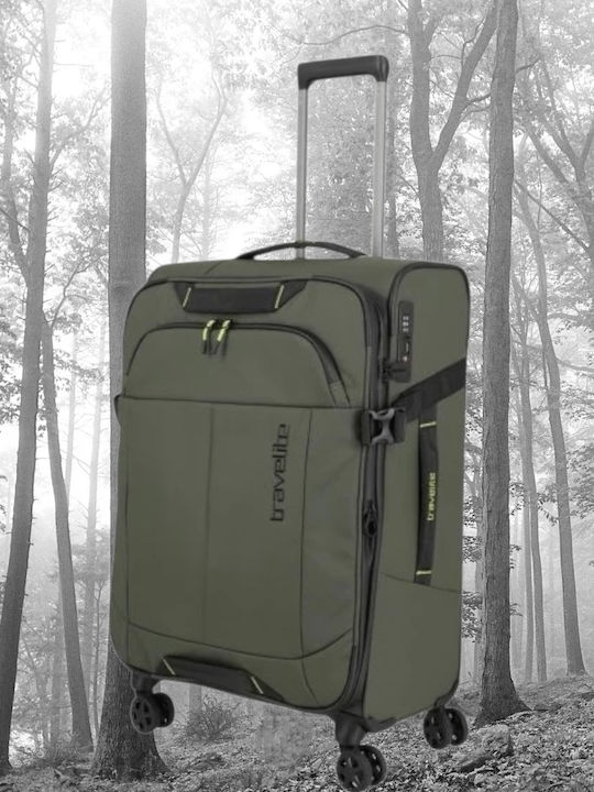Travelite Μεσαία Βαλίτσα Ταξιδίου Χακί με 4 Ρόδες Ύψους 67εκ.