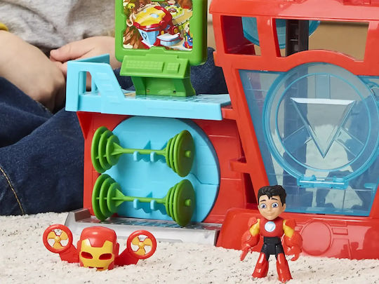 Action Figure Hasbro Marvel Iron Man And His Awesome Friends with Sounds Iron Quarters Playset for 3+ years Years 7.6cm.