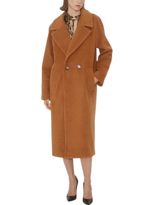 Damen Kamel Mantel Oversized mit Knöpfen