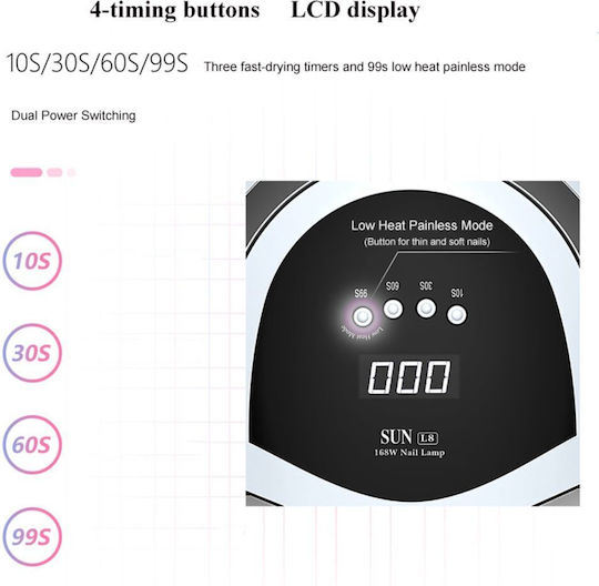 Sun L8 Φουρνάκι Νυχιών UV / LED 168W Λευκό