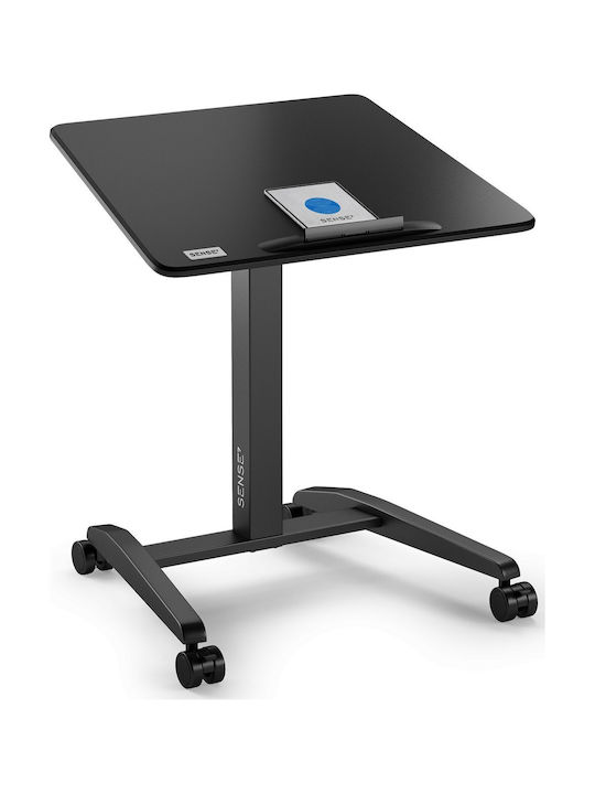 Desk Wooden Black with Metal Legs & Adjustable Height 70x52cm