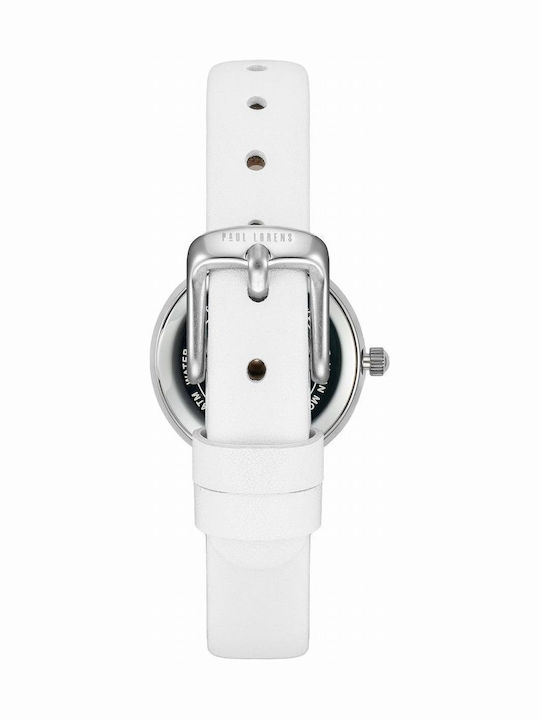 Paul Lorens Kids Analog Watch with Leather Strap White