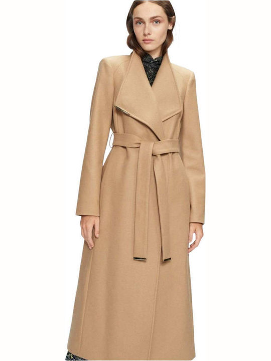 Rosell Wool Women's Camel Coat with Belt