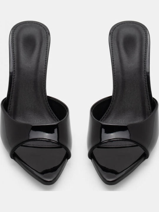 Mules mit Dünn Hoch Absatz in Schwarz Farbe