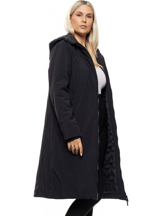 Women's Black Coat with Hood