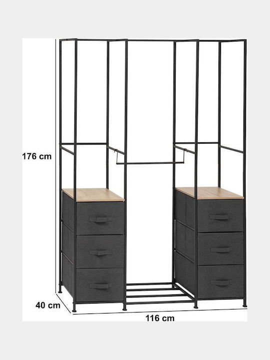 5Five Κρεμάστρα Δαπέδου από Μέταλλο Μαύρη 116x40x176cm