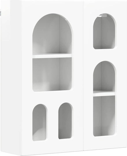 Wand Wohnzimmer Vitrine aus Spanplatte Weiß 59x20x71.5cm