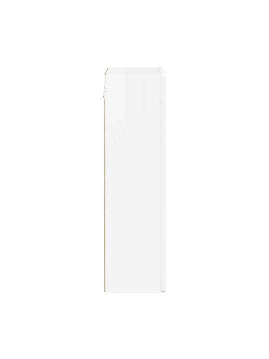 Wall Living Room Display Cabinet Made of Particle Board White 59x20x71.5cm