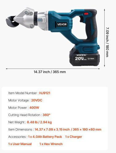 Vevor Battery Powered Shear 20V 1x4Ah