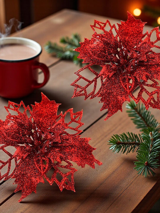 Weihnachtsdekoration Metallisch Blume Länge 9cm. Glitzer 2Stück