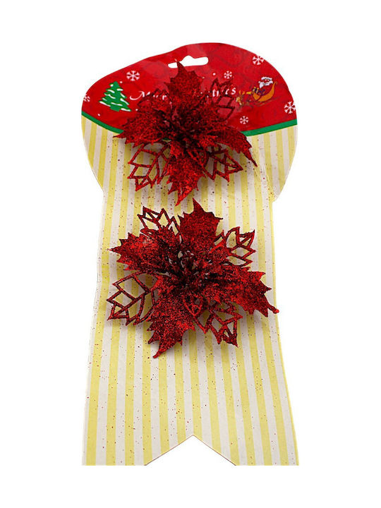 Weihnachtsdekoration Metallisch Blume Länge 9cm. Glitzer 2Stück