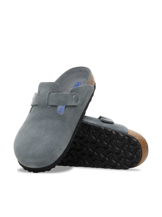 Birkenstock Boston Ανδρικά Δερμάτινα Σαμπό Γκρι