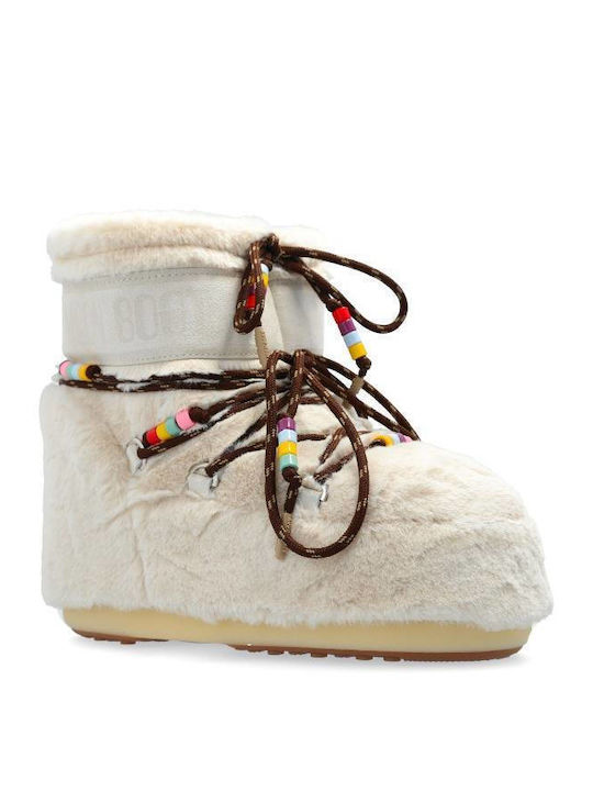 Snow Boots with Fur Icon Low Faux Beige