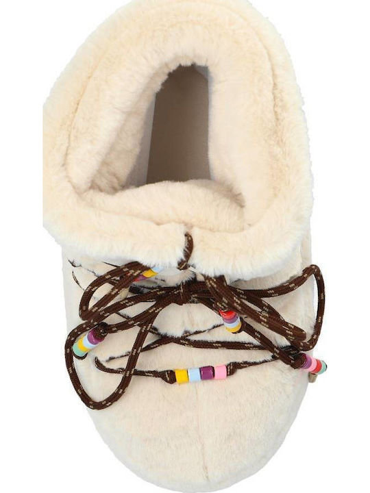 Snow Boots with Fur Icon Low Faux Beige