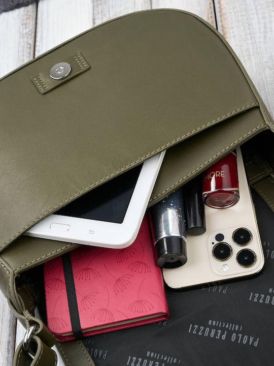 Leder Damentasche Schultertasche Grün