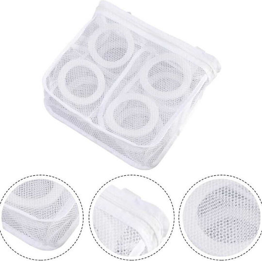 Set 3 Small-sized Bags Washing Drying Shoes Clothes Polyester 28 X 27 Cm White