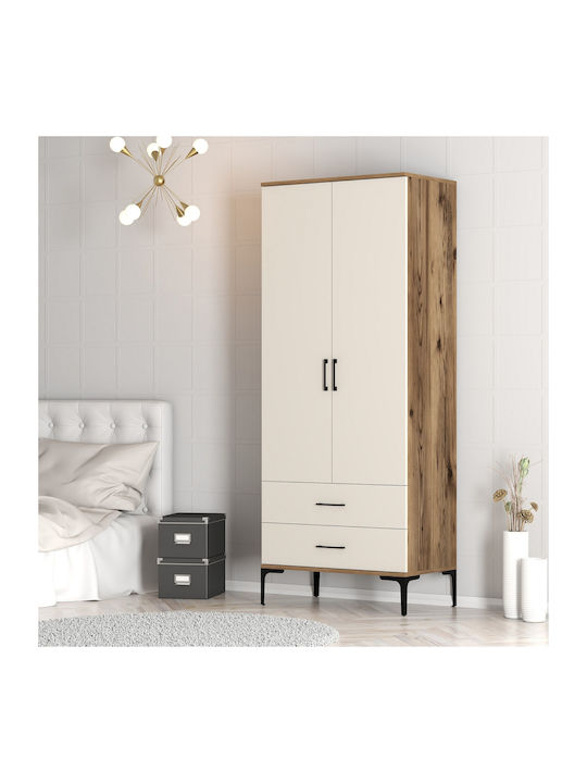 SteweHome Zwei-Tür-Kleiderschrank T Lidya Beige 80x47x201cm