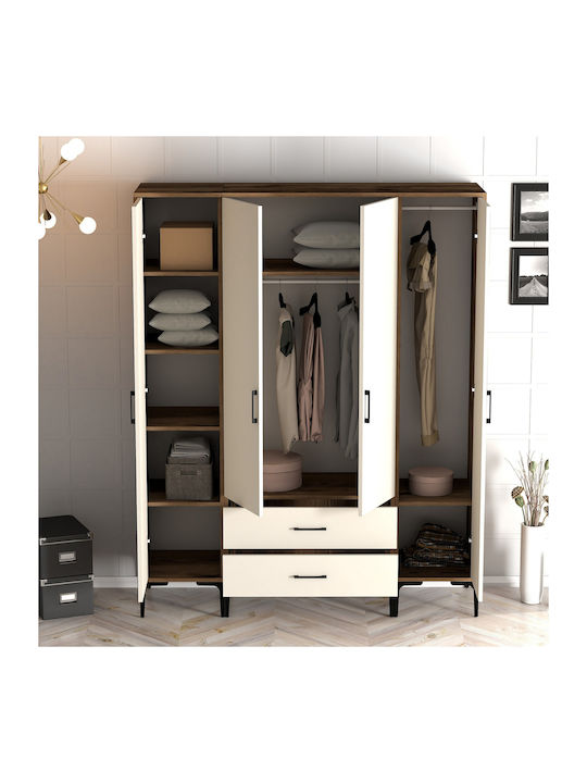 Wardrobe Four Door Ptp Lidya Beige 160x47x201cm
